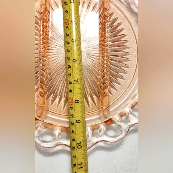 Anchor Hocking Pink Depression Glass Lace Edge Three Section Divided Relish Tray - Picture 2 of 7